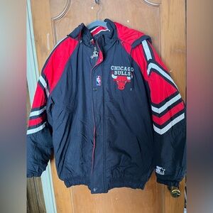 90s Bulls Starter Coat Jacket Size L Vintage